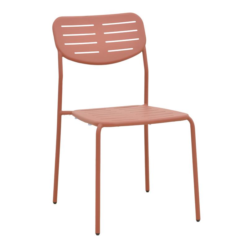 Καρέκλα Deraby στοιβαζόμενη terracotta μέταλλο 52.5x45.5x83εκ