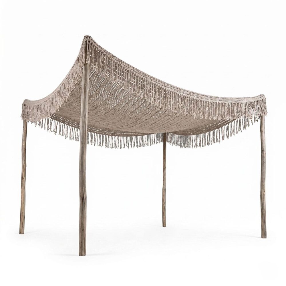 Δίχτυ σκίασης Shelto μακραμέ poly-cotton σε μπεζ απόχρωση 300x400x27εκ