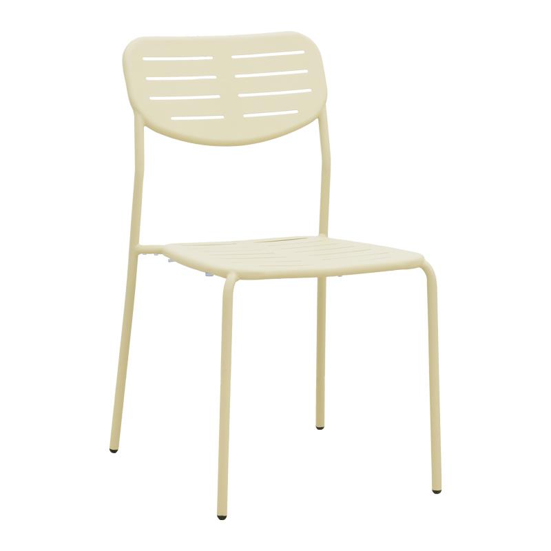 Καρέκλα Deraby στοιβαζόμενη κρεμ μέταλλο 52.5x45.5x83εκ