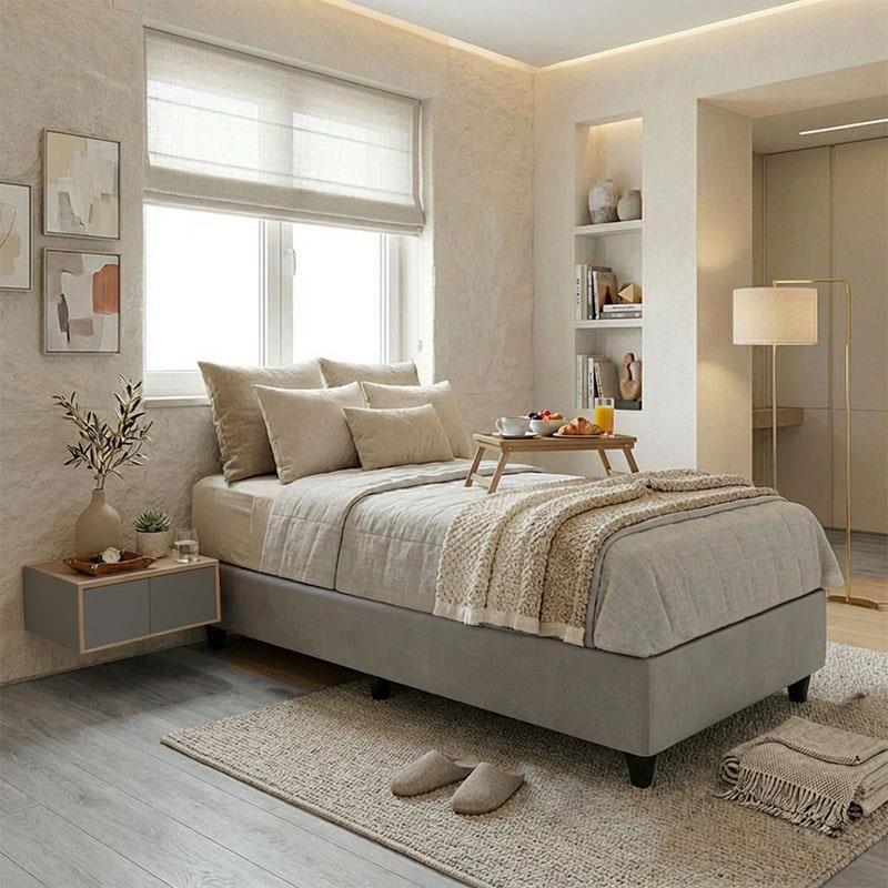 Υπόστρωμα - Κρεβάτι Pakda μονό ανθρακί βελούδο 90x200εκ