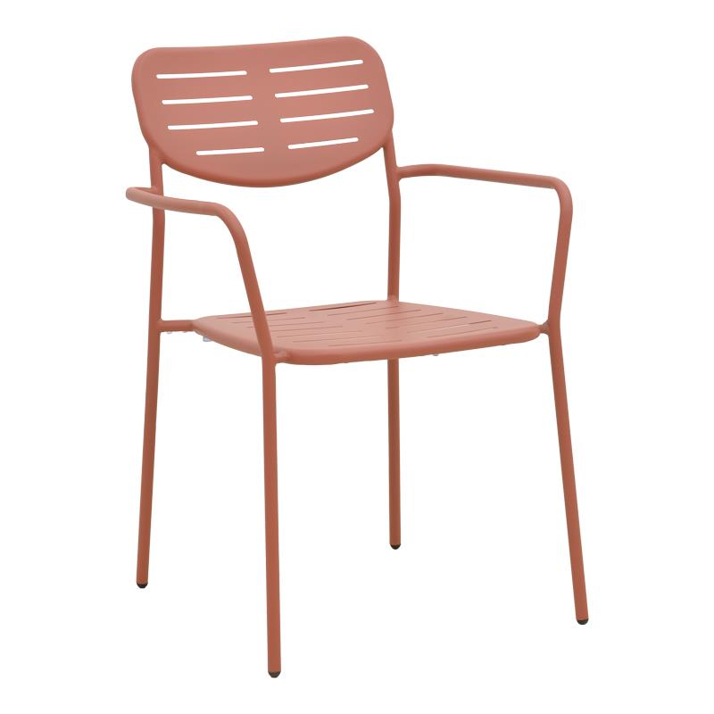 Καρέκλα Πολυθρόνα Deraby στοιβαζόμενη terracotta μέταλλο 56x45.5x83εκ