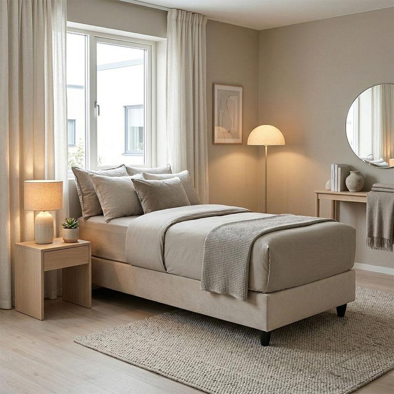 Υπόστρωμα Κρεβάτι Pakda μονό κρεμ βελούδο 90x200εκ