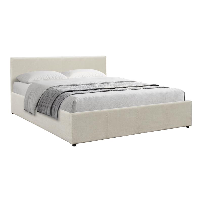 Επενδυμένο κρεβάτι Dellia διπλό με αποθηκευτικό χώρο ύφασμα κρέμ 150x200εκ