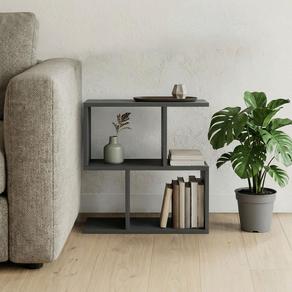 Βοηθητικό τραπεζάκι - βιβλιοθήκη Wesmol ανθρακί 50x20x50Υεκ.
