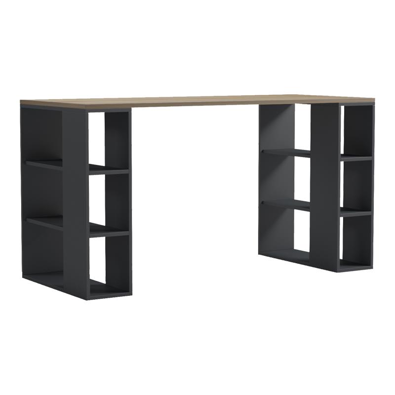Γραφείο με ραφιέρα Colmar ανθρακί - sonoma 140x60x75Υεκ.