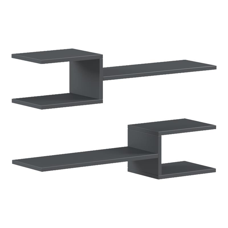 Ραφιέρα τοίχου Sumpa 2τεμ ανθρακί 65x20x18εκ