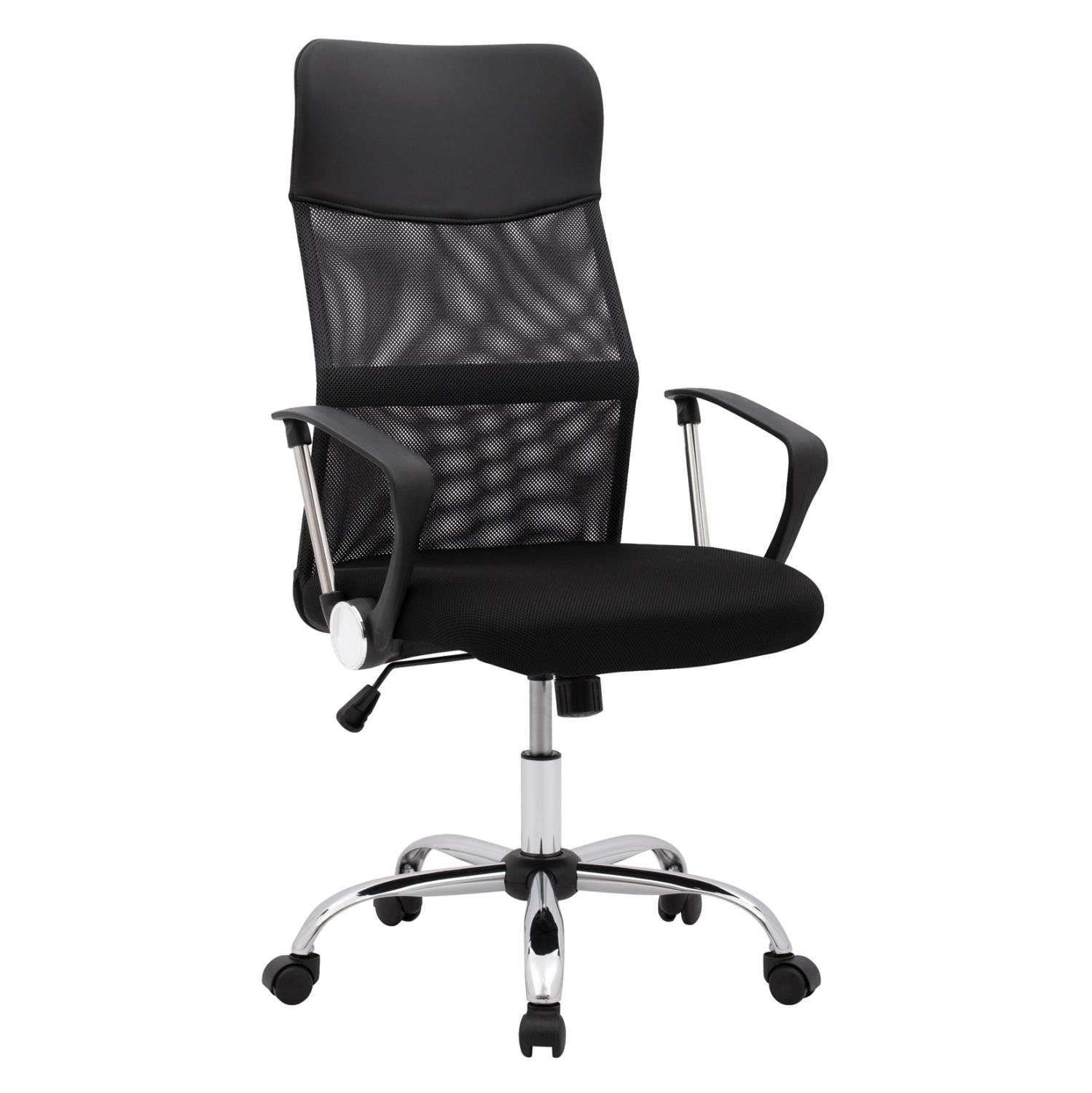 Καρέκλα γραφείου Cable μαύρο mesh και πόδι χρωμίου 61x56x118 εκ.