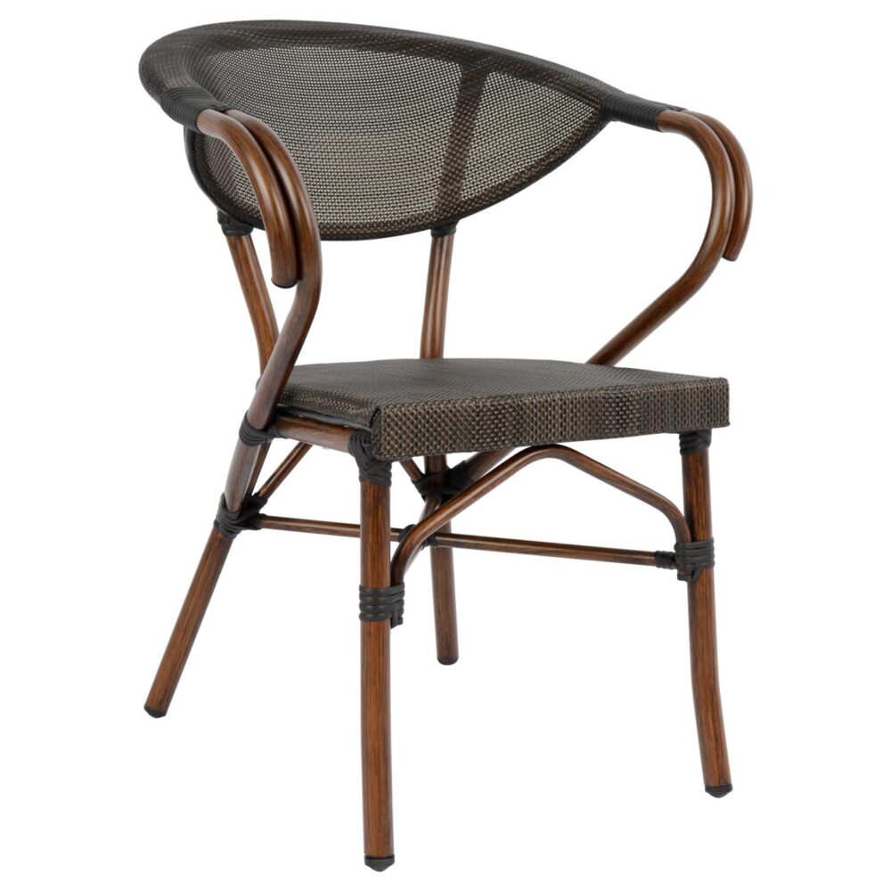 Καρέκλα - Πολυθρόνα CLAY C5025 Αλουμινίου Bamboo Look Καφέ με Textline 60,5x59x81 εκ.