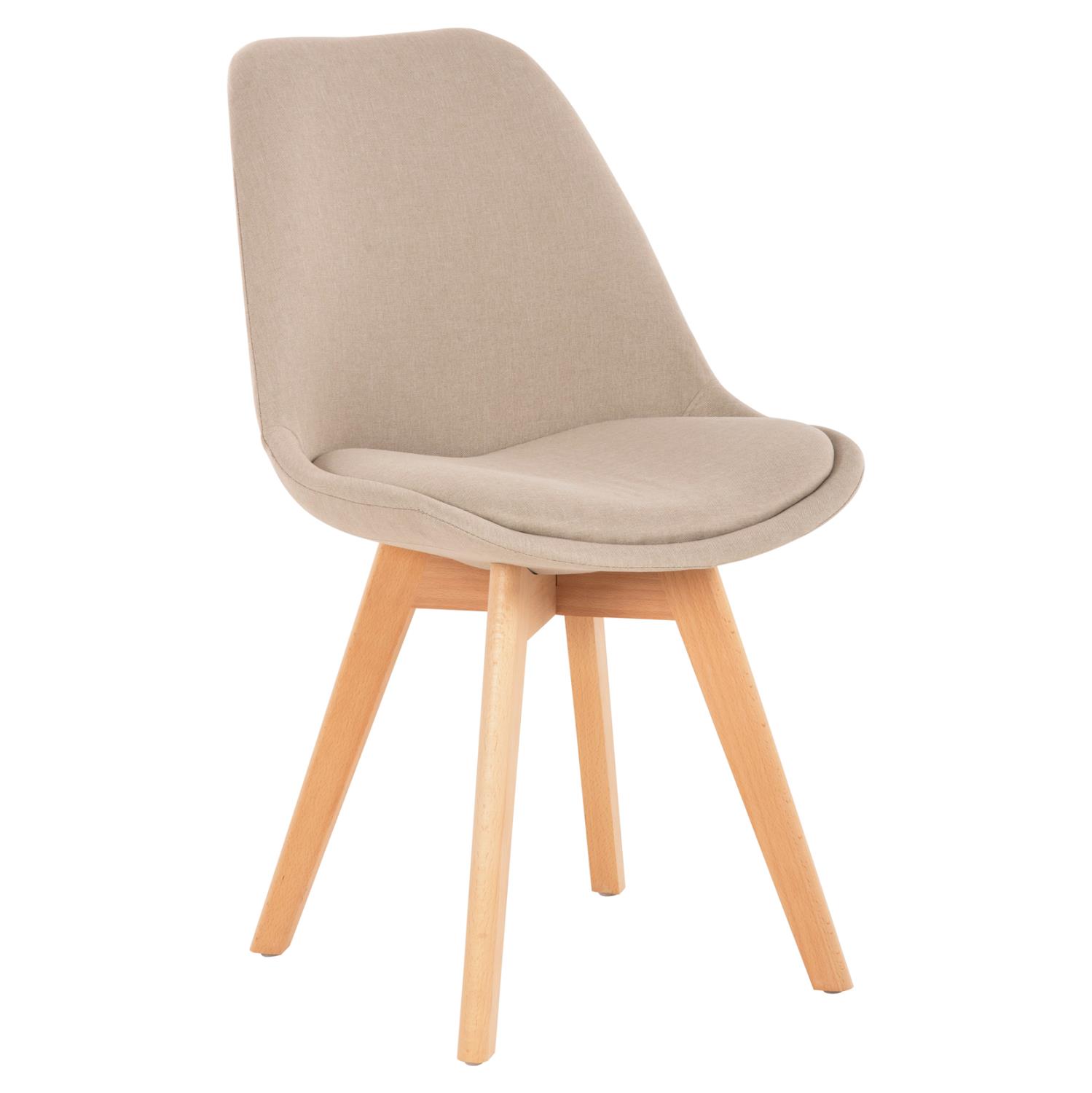 Καρέκλα VEGAS Πόδια Οξιάς και Μπέζ ύφασμα 48x58x80Υεκ.