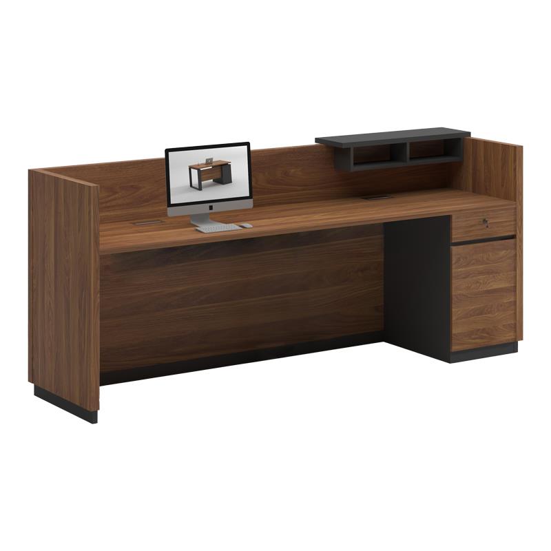 Γραφείο reception επαγγελματικό Oscar καρυδί-ανθρακί 180x65x110εκ.