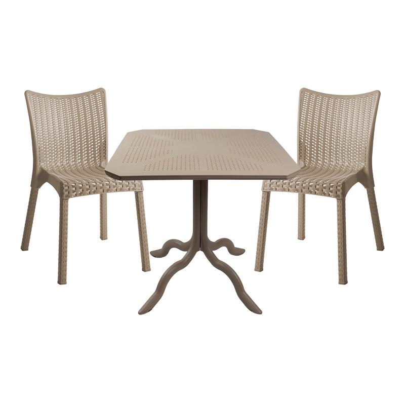 Σετ Τραπεζαρία κήπου Groovy-Confident σετ 3τεμ PP cappuccino 80x80x74,5εκ