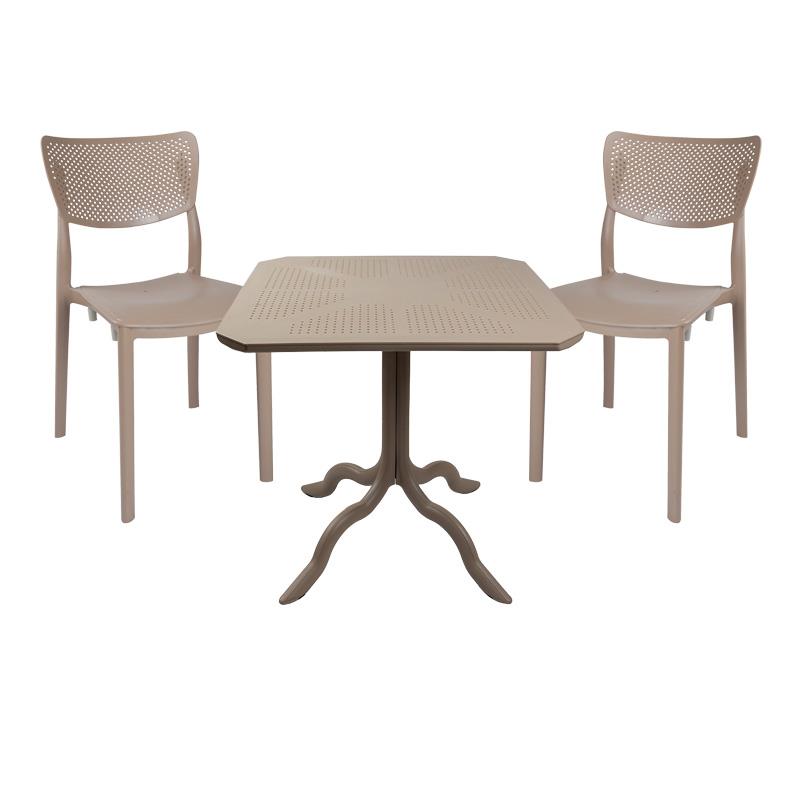 Σετ Τραπεζαρία κήπου Groovy-Ignite σετ 3τεμ PP cappuccino 80x80x74,5εκ.