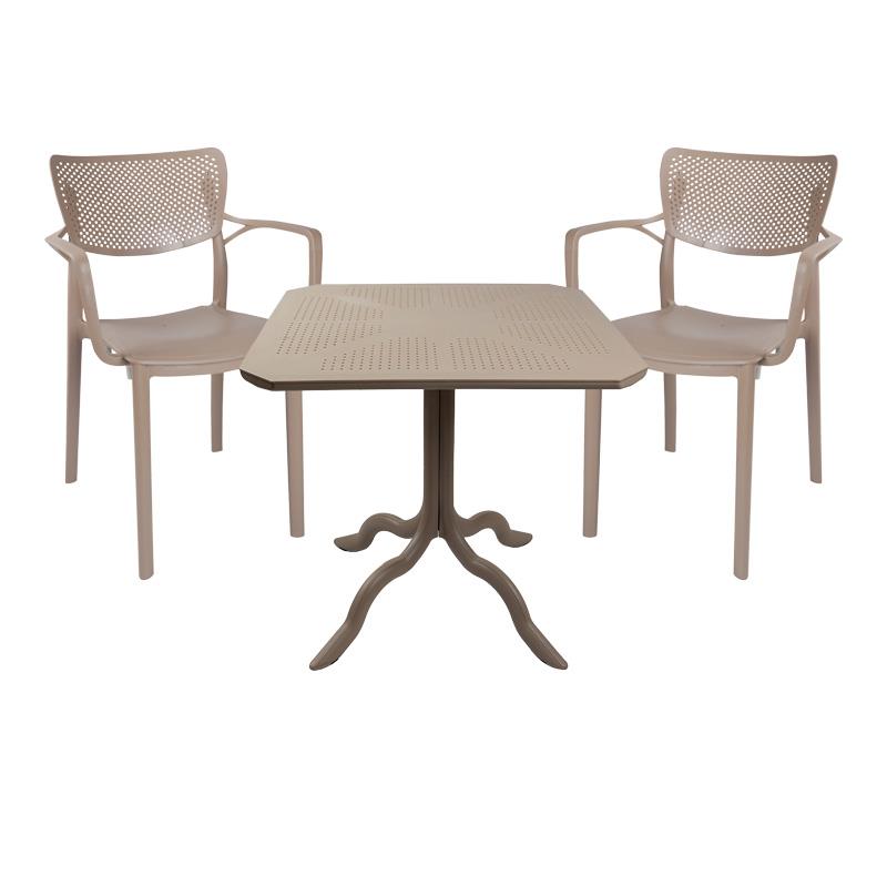 Σετ Τραπεζαρία κήπου Groovy-Frontline σετ 3τεμ PP cappuccino 80x80x74,5εκ.