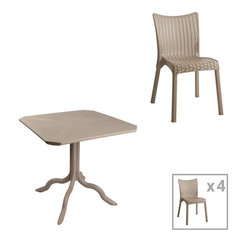 Σετ Τραπεζαρία κήπου Groovy-Confident σετ 5τεμ PP cappuccino 80x80x74,5εκ.