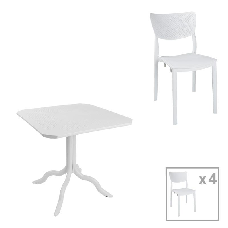 Σετ Τραπεζαρία Icon-Ignite 5τεμ PP λευκό 80x80x74,5εκ.
