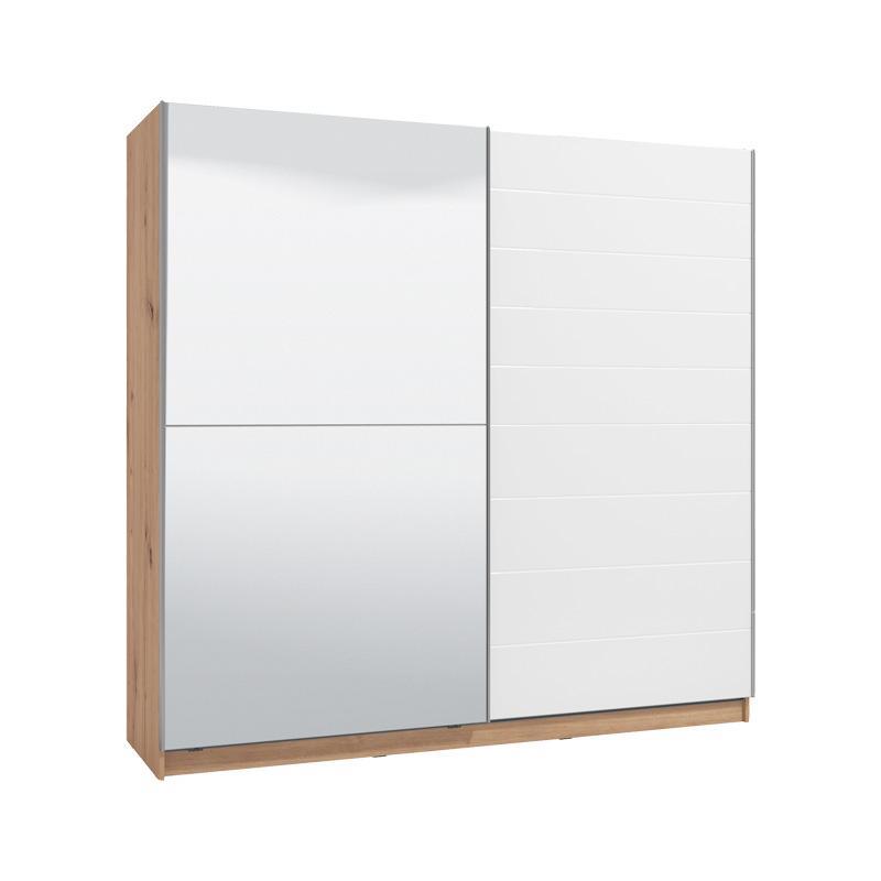 Ντουλάπα Mondego με Καθρέφτη 220 OG Artisan - Λευκή Λάκα 217x62.5x210 εκ.