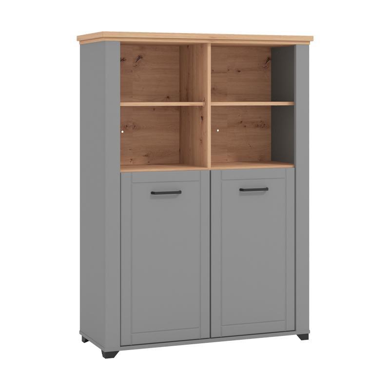 Βιτρίνα Valencia POP 2K Γκρί Γραφίτης - Artisan Oak - Γκρί Μάτ 103.5x41x143 εκ.