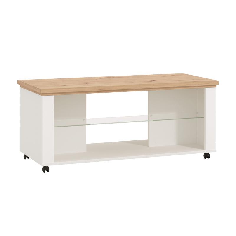 Τραπεζάκι Σαλονιού Valencia Λευκό - Artisan Oak - Λευκό Μάτ 114,5x50,5x49 εκ.