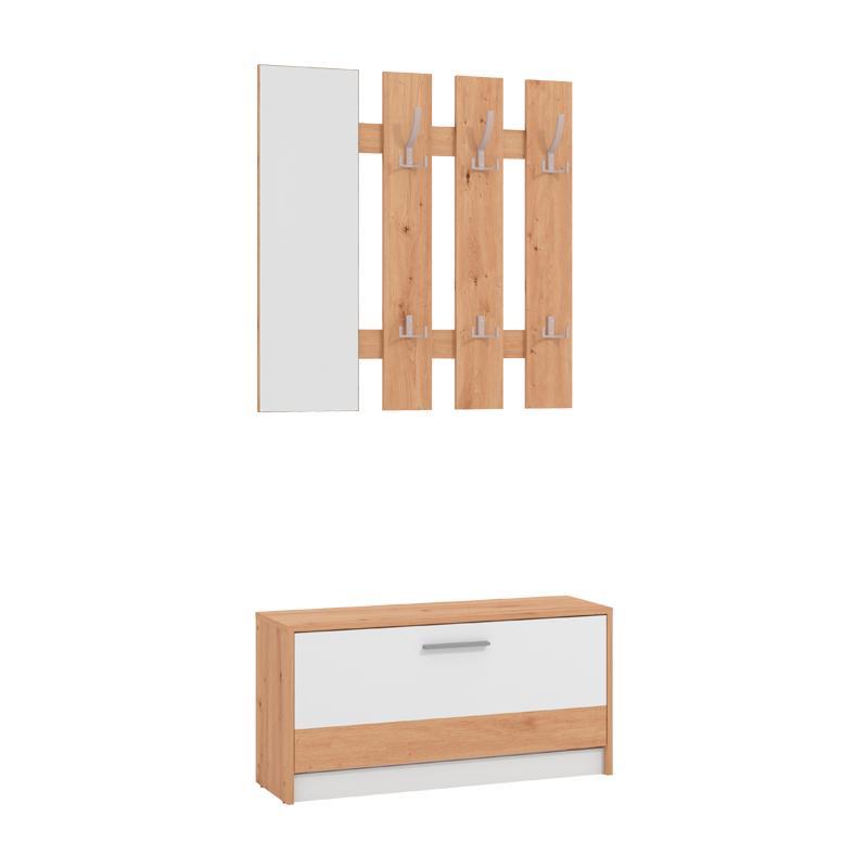 Στάντ για Χολ Rimini Artisan Oak - Λευκό 92x28x202 εκ.