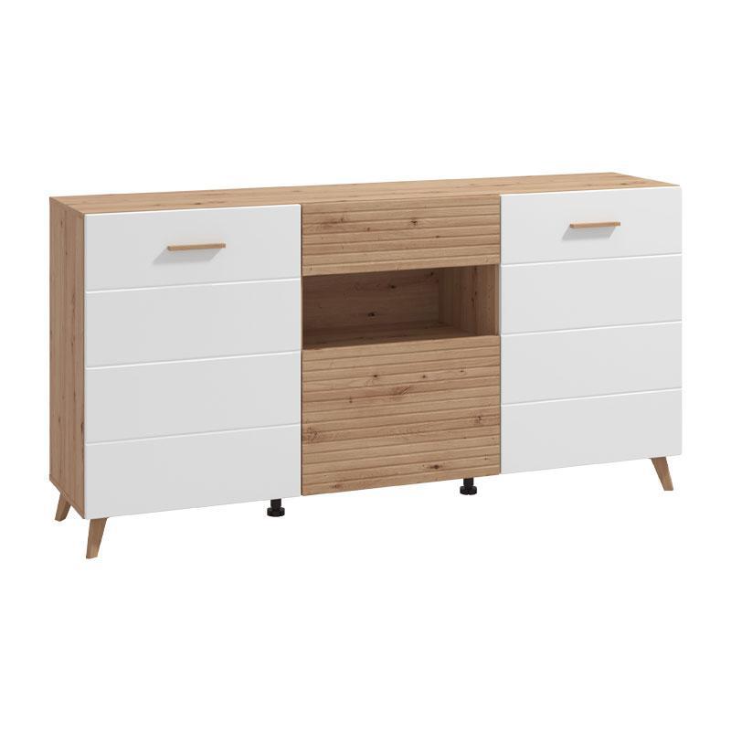 Κομότα - Μπουφές Bretagna 3K1F Artisan Oak - Λευκό Γυαλιστερό 173x41,5x87,5 εκ. Κομότα - Μπουφές Bretagna 3K1F Artisan Oak - Λευκό Γυαλιστερό 173x41,5x87,5 εκ.