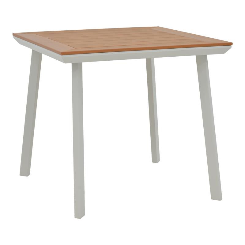 Τραπέζι Synergy αλουμίνιο λευκό-plywood φυσικό 80x80x74εκ Τραπέζι Synergy αλουμίνιο λευκό-plywood φυσικό 80x80x74εκ