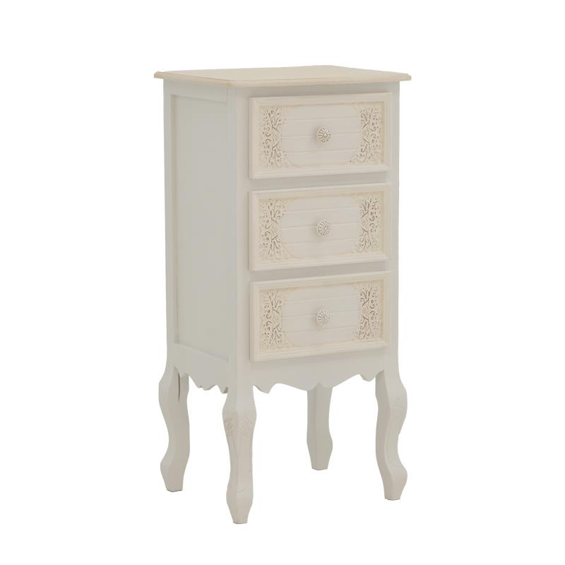Συρταριέρα Pazlen Inart mdf σε λευκή αντικέ απόχρωση 40x34.5x82 εκ.