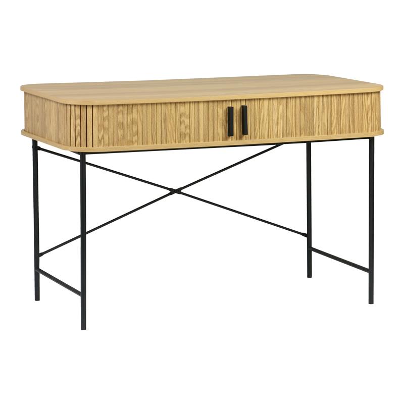 Κονσόλα Scandi MDF/Metal σε φυσική απόχρωση με μεταλλικά μαύρα πόδια 120x60x76,5εκ