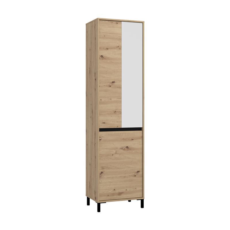 Έπιπλο εισόδου - Ντουλάπα ARRAN P1 OG με Καθρέπτη Artisan Oak - Μαύρο Ματ 55x40x205εκ.