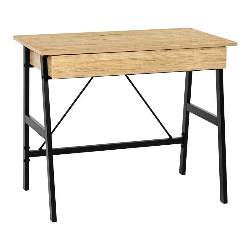 Γραφείο Lione με Συρτάρια σε Oak & Μαύρο Μεταλλικό Πόδι 90x50x75 εκ.