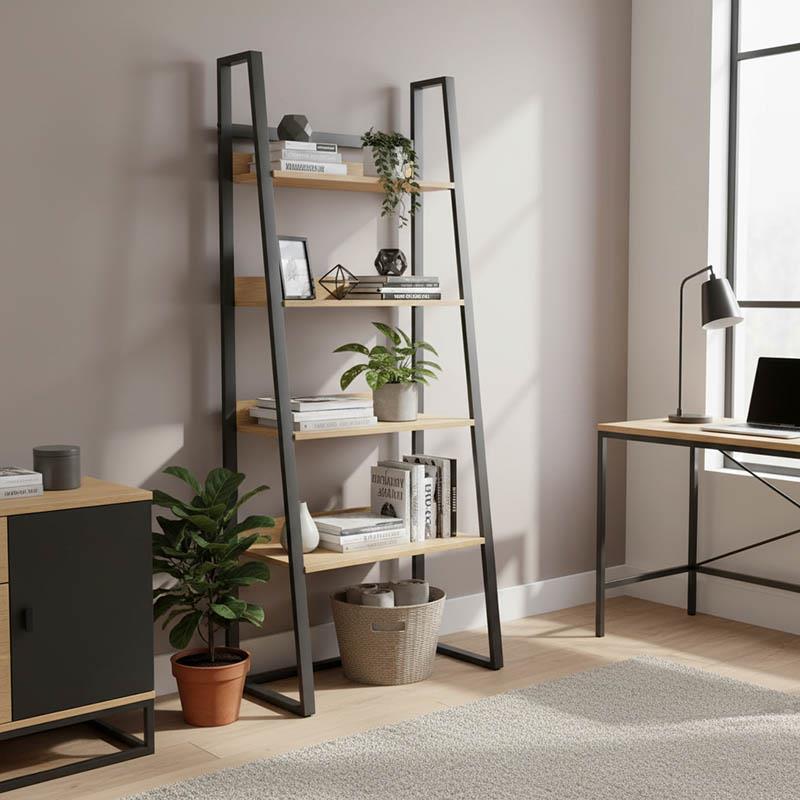Βιβλιοθήκη Ryder σε Oak - Μαύρο 75x36x185 εκ. Βιβλιοθήκη Ryder σε Oak - Μαύρο 75x36x185 εκ.