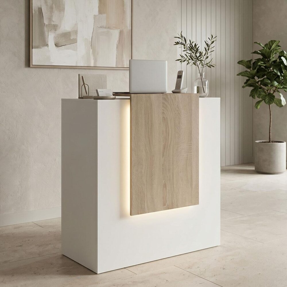 Γραφείο reception Zowel με led λευκό - sonoma 90x40x110εκ Γραφείο reception Zowel με led λευκό - sonoma 90x40x110εκ