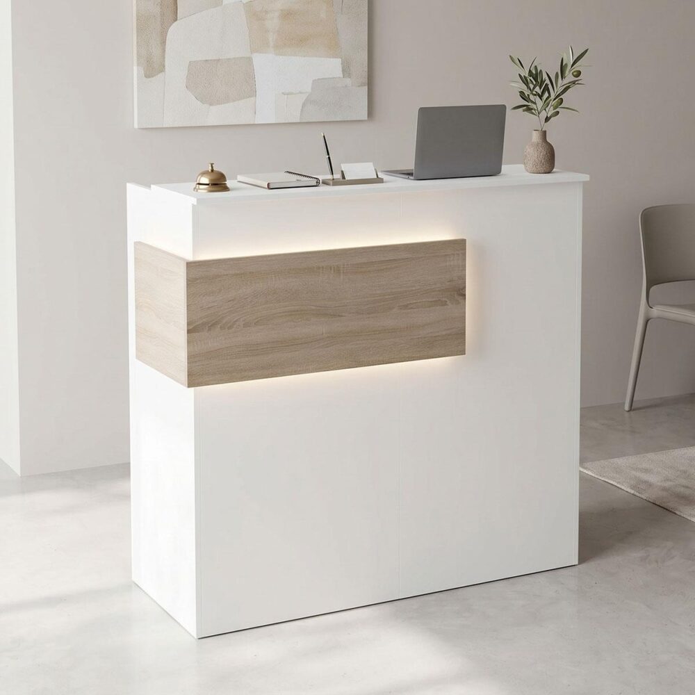 Γραφείο reception Optima με led λευκό-sonoma 110x40x110εκ Γραφείο reception Optima με led λευκό-sonoma 110x40x110εκ