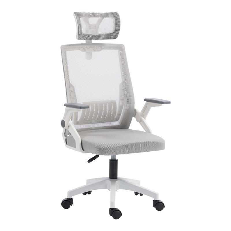 Καρέκλα γραφείου Plymot λευκή - mesh γκρι 48x58x112-122εκ