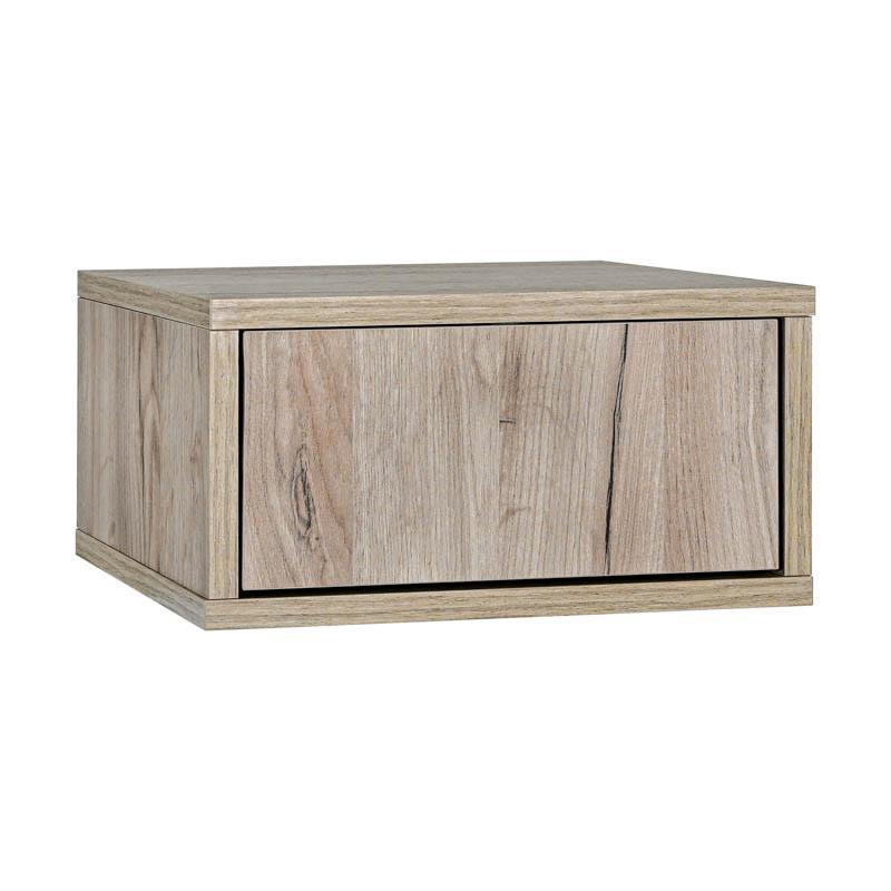Επιτοίχιο Κομοδίνο Arbor Grey Oak χρώμα 39x34x18εκ