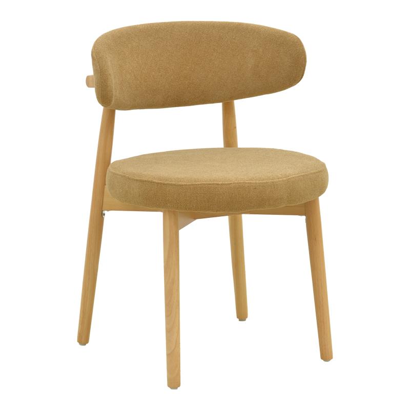 Καρέκλα Luben ύφασμα καφέ - rubberwood σε φυσική απόχρωση 53x54x79εκ.