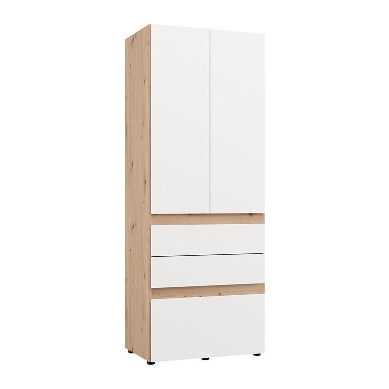 Ντουλάπα Δίφυλλη Arderin 2K3F Artisan Oak - Λευκό 79x52x208εκ Ντουλάπα Δίφυλλη Arderin 2K3F Artisan Oak - Λευκό 79x52x208εκ
