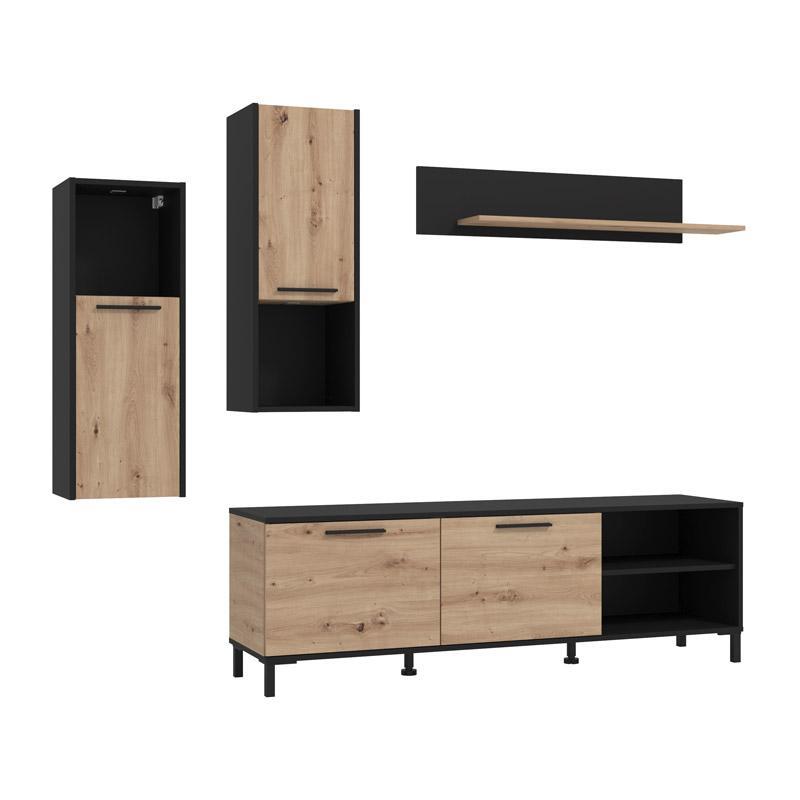 Σύνθετο Σαλονιού Adria Artisan Oak - Μαύρο 260x40x180εκ Σύνθετο Σαλονιού Adria Artisan Oak - Μαύρο 260x40x180εκ