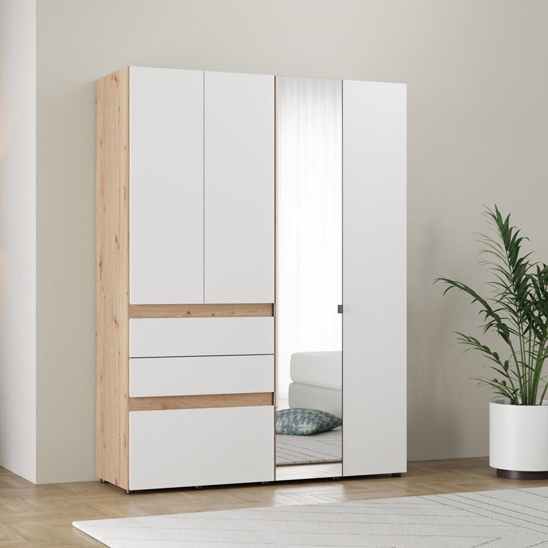 Ντουλάπα Τετράφυλλη Arderin 4K3F1O Artisan Oak - Λευκό 155x52x208εκ Ντουλάπα Τετράφυλλη Arderin 4K3F1O Artisan Oak - Λευκό 155x52x208εκ