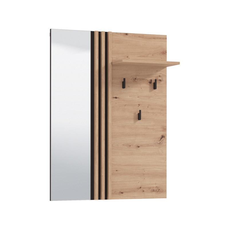 Έπιπλο Εισόδου - Κρεμάστρα με Καθρέπτη LAVAL OG CIV Artisan Oak - Μαύρο χρώμα 76x21x102εκ.