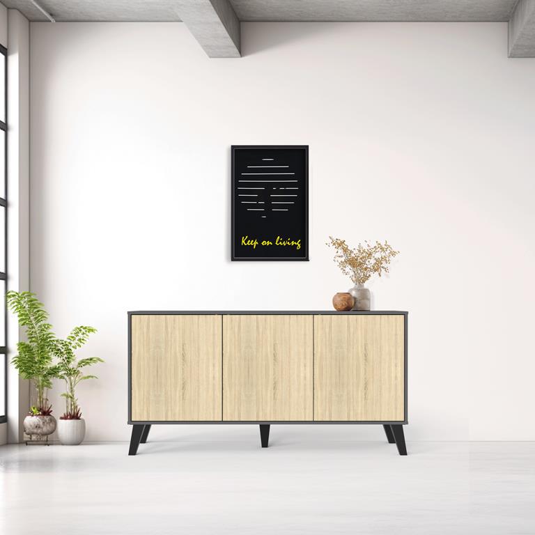 Μπουφές Billie ανθρακί - sonoma 149x40x77εκ