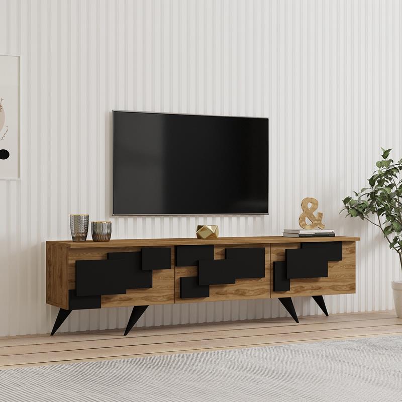 Έπιπλο τηλεόρασης Trida oak με μαύρο 160x35x45εκ Έπιπλο τηλεόρασης Trida oak με μαύρο 160x35x45εκ