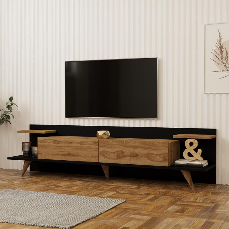 Έπιπλο τηλεόρασης Astry oak με ανθρακί 180x36,8x45εκ Έπιπλο τηλεόρασης Astry oak με ανθρακί 180x36,8x45εκ