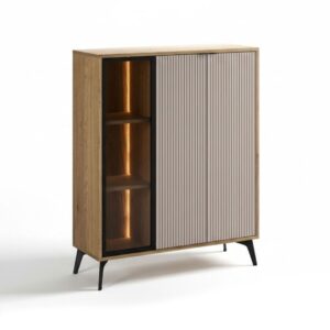 Βιτρίνα χαμηλή LINA σε Cremona - Μπεζ 102.5x35.5x125 εκ.