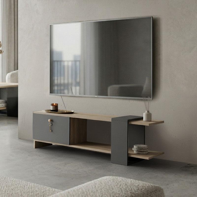 Έπιπλο τηλεόρασης Standi σε sonoma - ανθρακί 120x25x36,8εκ