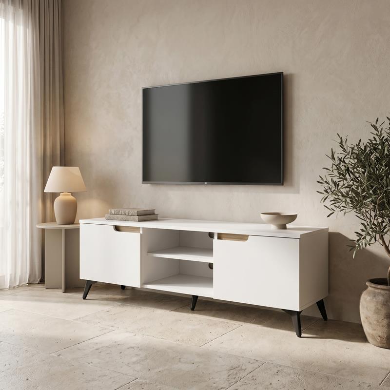 Έπιπλο τηλεόρασης Kemvio sonoma - λευκό 150x38x44εκ