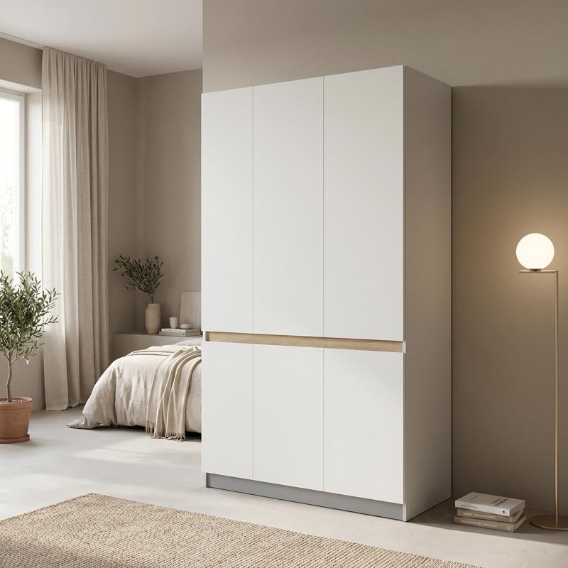 Ντουλάπα τρίφυλλη Merzia  sonoma-λευκό 120x46.5x183εκ