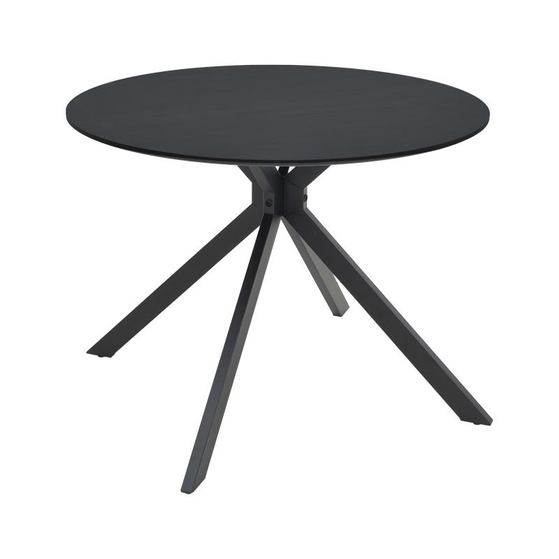 Τραπέζι Xuson μαύρο mdf-πόδι μαύρο μέταλλο Φ80x75εκ
