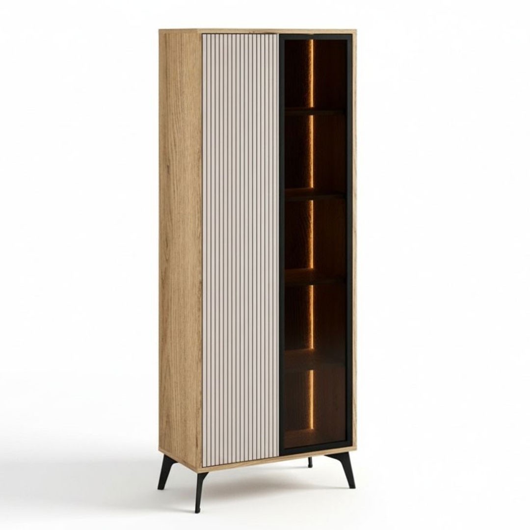 Βιτρίνα Ψηλή LINA σε Cremona - Μπεζ 68.5x35.5x179 εκ.