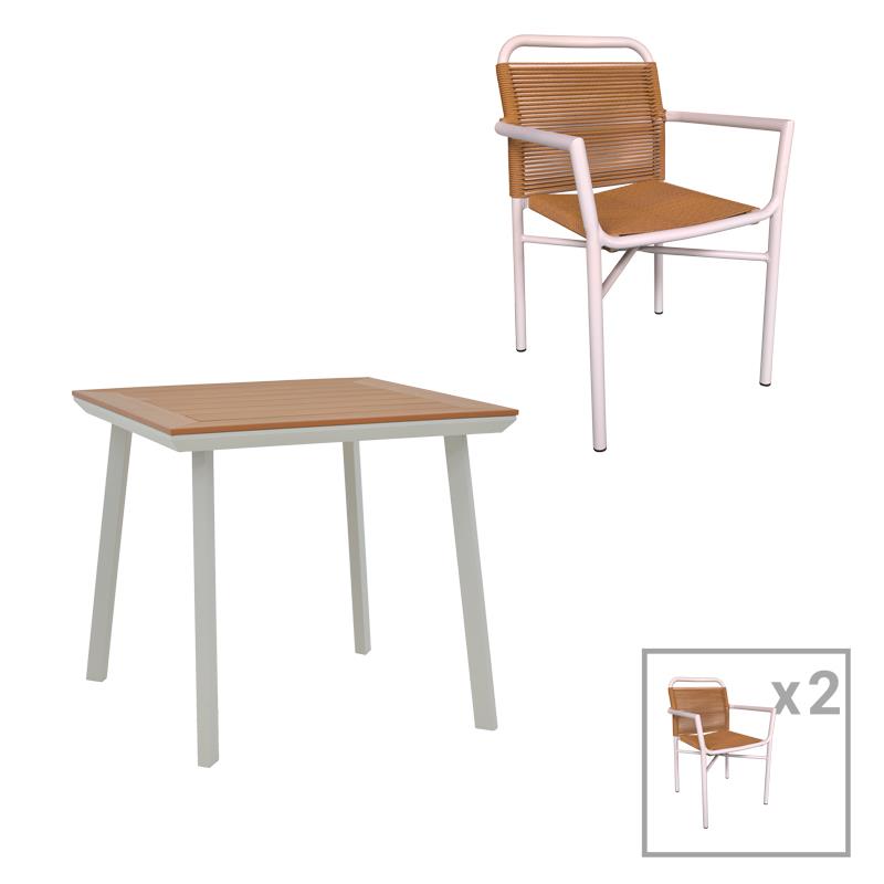 Τραπεζαρία Synergy-Clutch σετ 3τεμ λευκό αλουμίνιο και plywood σε φυσικό χρώμα 80x80x74εκ Τραπεζαρία Synergy-Clutch σετ 3τεμ λευκό αλουμίνιο και plywood σε φυσικό χρώμα 80x80x74εκ