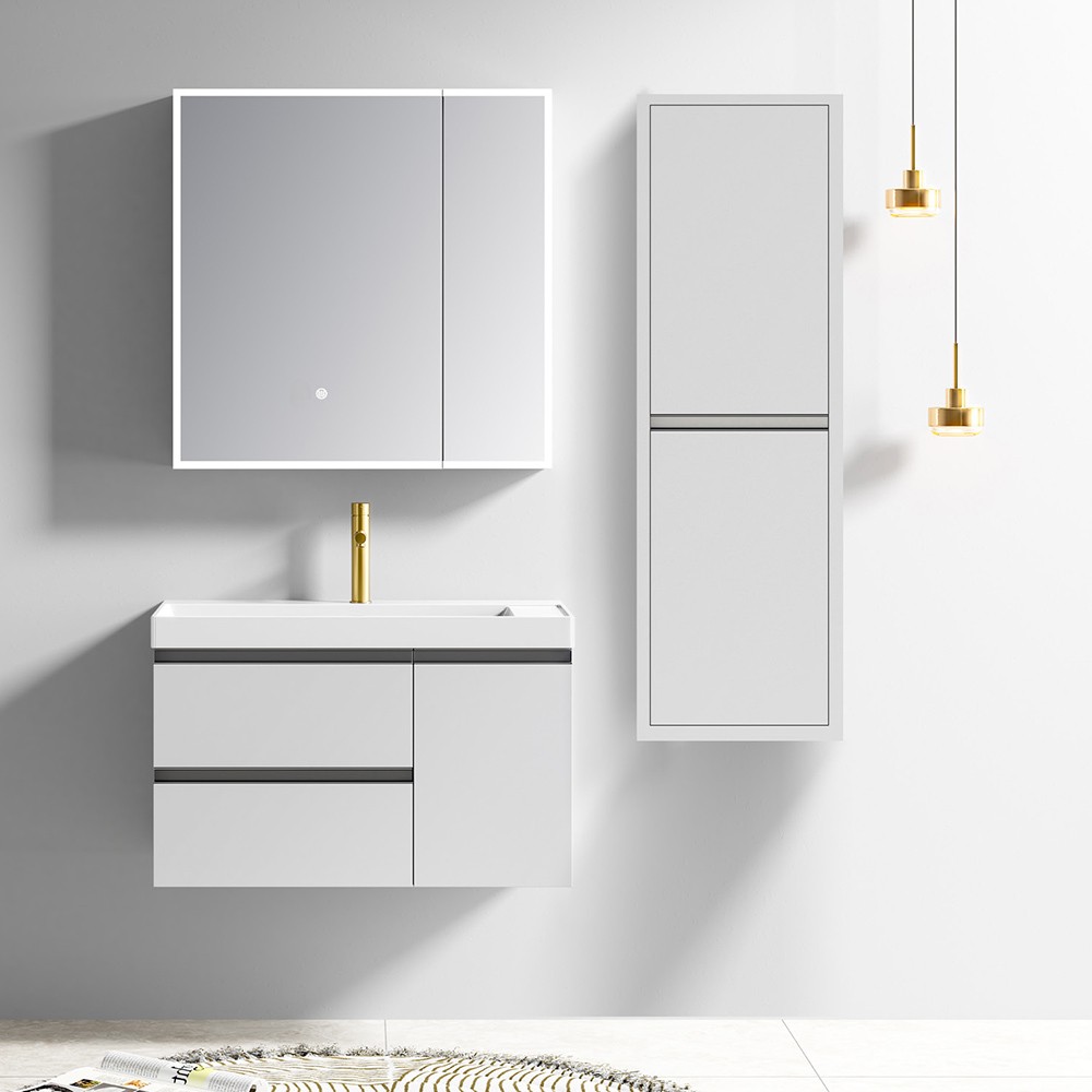 Σετ Επίπλου Mπάνιου SARON 80 Plywood Light Grey